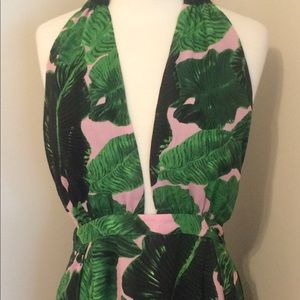 Boohoo Pink and Green Maxi Dress Size 10